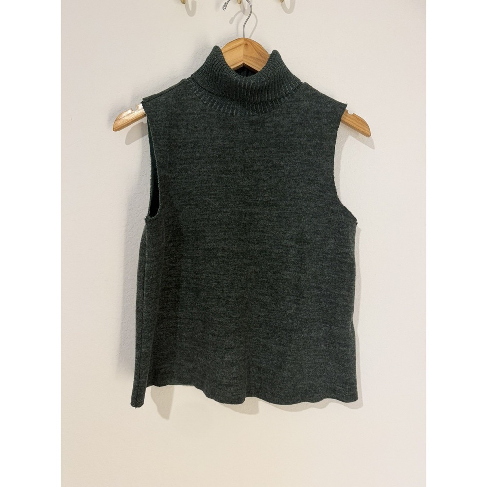 Zara Dark Green Sleeveless Soft Turtleneck Sweater Vest SMALL